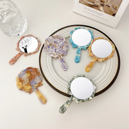 Duowei Accessories Daily touch-up Rose acetic acid makeup mirror Portable hand-held portable mirror Handheld single-sided dressing mirror Duowei Accessories Daily touch-up Rose acetic acid makeup mirror Portable hand-held portable mirror Handheld single-sided dressing mirror